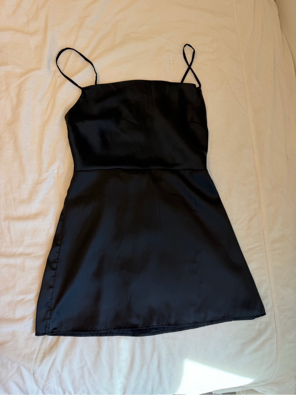 Hollister Black Satin Spaghetti Strap Mini Dress